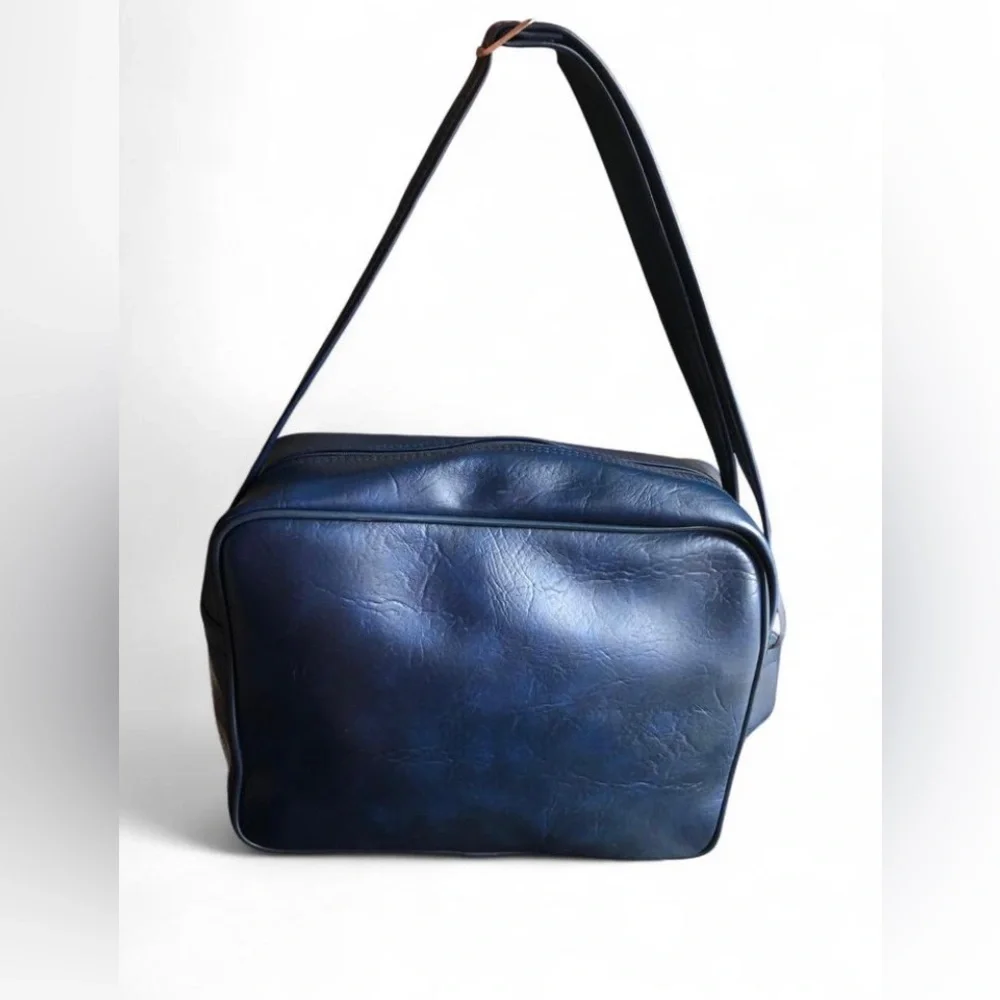 Vintage Sasson Travel Luggage Bag 1980's Premium Travel Purse Bag Brand Blue.